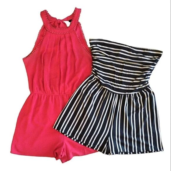 Y2K Pink Halter and Striped Strapless Romper Shorts Size Large Bundle - Picture 7 of 16